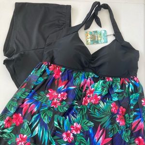 Travel & Relax 2 Pc Halter Neck Tankini Swimsuit